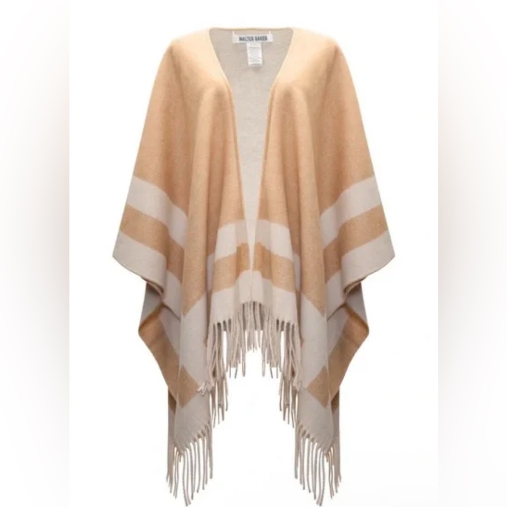 NWT Walter Baker Verushka Poncho In Camel/Ivory One Size